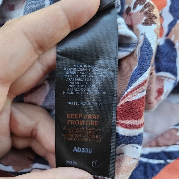 Julipa blue floral sleeveless shift dress with pockets linen-blend US 12 UK 16 - Picture 7 of 11